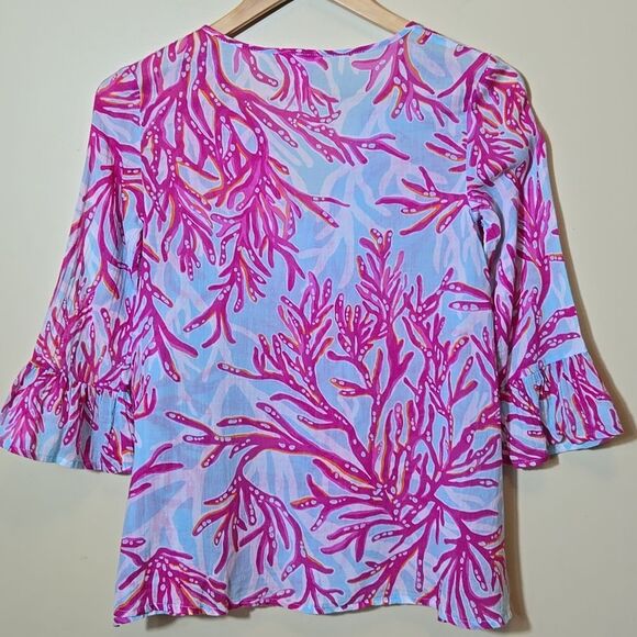 Lilly Pulitzer Luci V-Neck Cotton Tunic Size XXS Lightweight Vacation Coastal - Picture 16 of 16